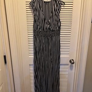 INC International Concepts Black and White Striped Maxi Dress